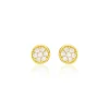 Histoire d'Or Boucles D'oreilles Puces Pastille Serti Clos Or Jaune Oxyde New
