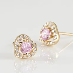 Histoire d'Or Boucles D'oreilles Puces Plaqué Or Jaune Alais Oxyde De Zirconium plaqué or jaune oxyde rose Outlet