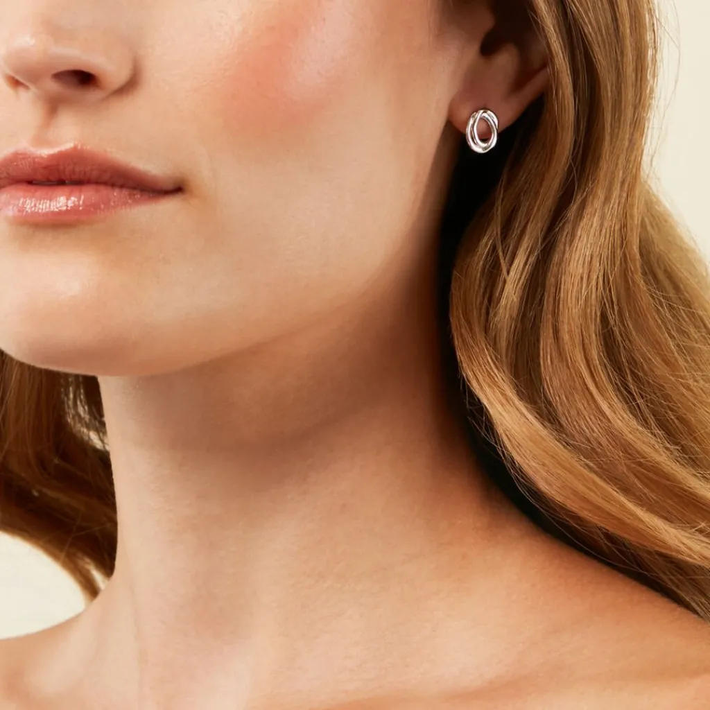 Histoire d'Or Boucles D'Oreilles Puces Paros Argent Blanc Clearance