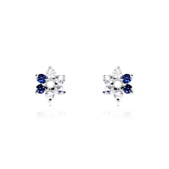 Histoire d'Or Boucles D'oreilles Puces Pavel Argent Blanc Oxyde De Zirconium argent blanc oxyde bleu Outlet
