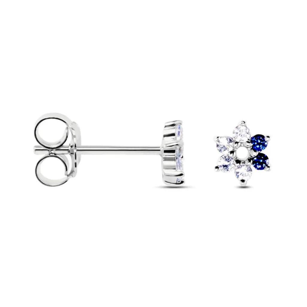 Histoire d'Or Boucles D'oreilles Puces Pavel Argent Blanc Oxyde De Zirconium argent blanc oxyde bleu Outlet