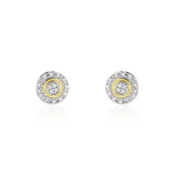 Histoire d'Or Boucles D'oreilles Puces Rosangela Or Bicolore Diamant Blanc