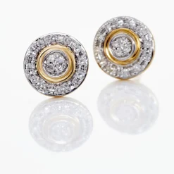 Histoire d'Or Boucles D'oreilles Puces Rosangela Or Bicolore Diamant Blanc