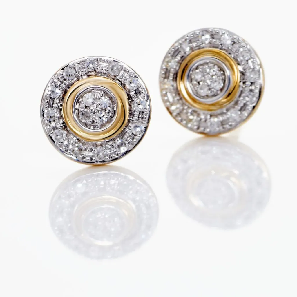 Histoire d'Or Boucles D'oreilles Puces Rosangela Or Bicolore Diamant Blanc