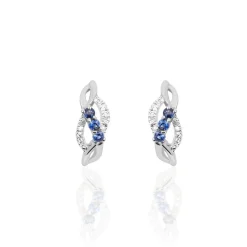 Histoire d'Or Boucles D'oreilles Puces Rosalyne Or Blanc Saphir Et Diamant Clearance