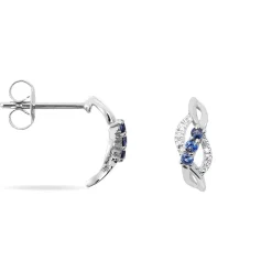 Histoire d'Or Boucles D'oreilles Puces Rosalyne Or Blanc Saphir Et Diamant Clearance