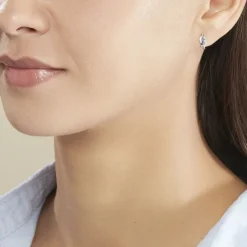 Histoire d'Or Boucles D'oreilles Puces Rosalyne Or Blanc Saphir Et Diamant Clearance