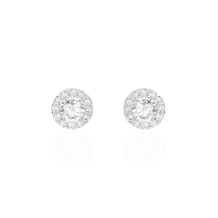 Histoire d'Or Boucles D'oreilles Puces Rosalie Or Blanc Oxyde De Zirconium