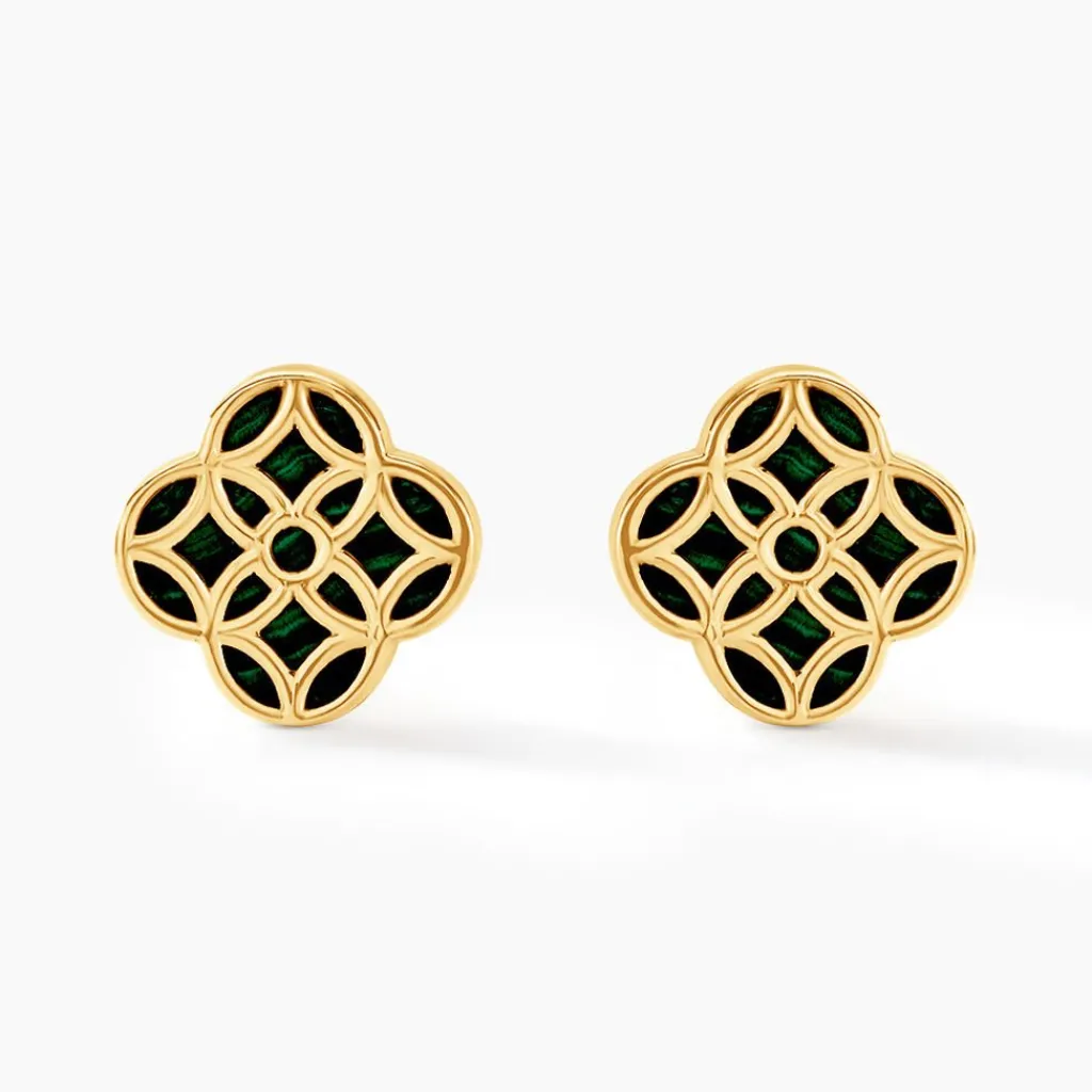 Histoire d'Or Boucles D'oreilles Puces Rosalite Or Jaune Malachite or jaune malachite vert
