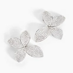 Histoire d'Or Boucles D'oreilles Puces Radiant Bloom Argent Blanc Oxyde Sale