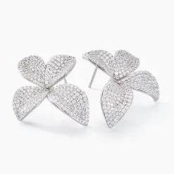 Histoire d'Or Boucles D'oreilles Puces Radiant Bloom Argent Blanc Oxyde Sale