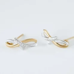 Histoire d'Or Boucles D'oreilles Puces Soukayna Or Bicolore Diamant New