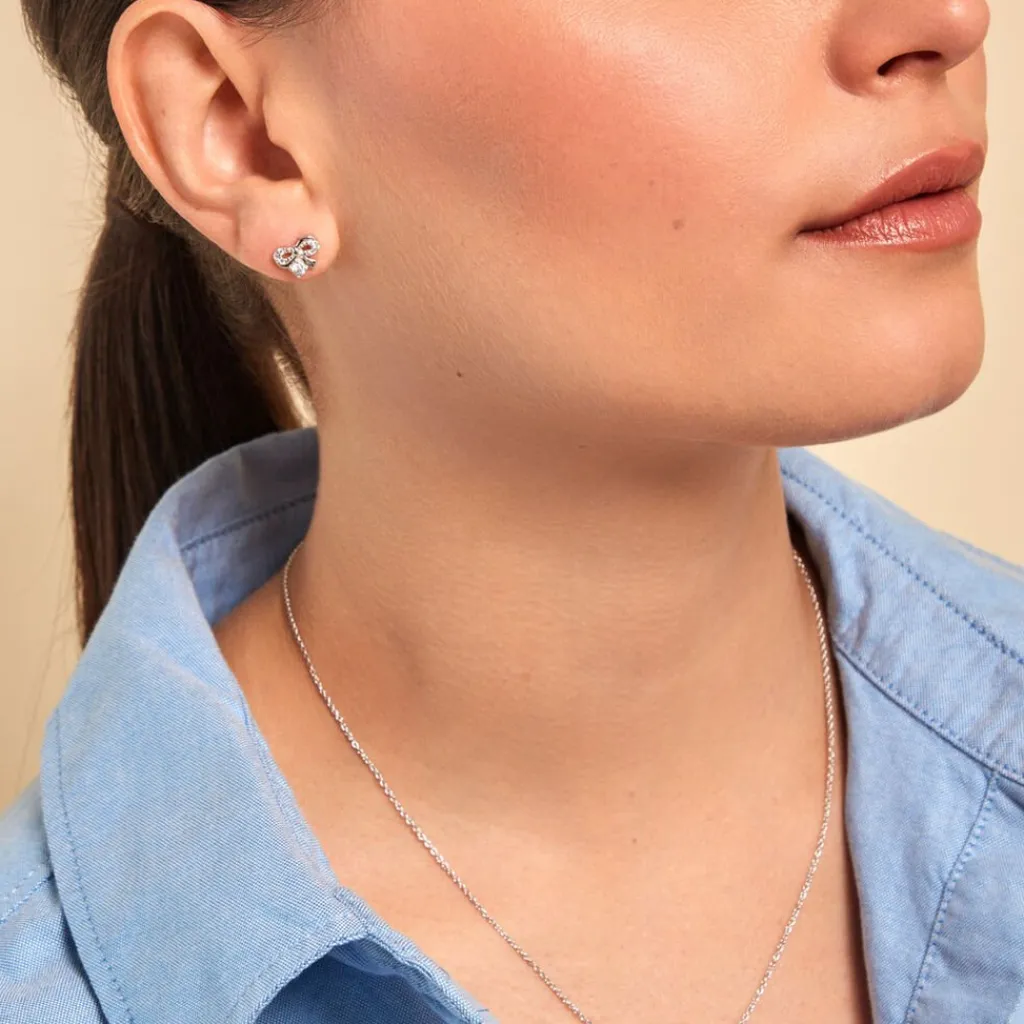 Histoire d'Or Boucles D'oreilles Puces Suna Argent Blanc Oxyde De Zirconium Outlet