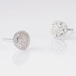 Histoire d'Or Boucles D'oreilles Puces Soleil D'hiver Or Blanc Diamant Hot