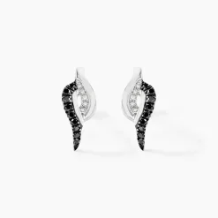 Histoire d'Or Boucles D'oreilles Puces Sculptural Or Blanc Diamant Best
