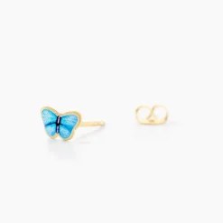 Histoire d'Or Boucles D'oreilles Puces Sulivia Papillon Or Jaune or jaune smalto bleu Best