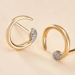 Histoire d'Or Boucles D'oreilles Puces Snake Or Jaune Diamant