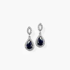 Histoire d'Or Boucles D'oreilles Puces Sissi Et Diamant or blanc saphir Sale