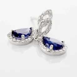 Histoire d'Or Boucles D'oreilles Puces Sissi Et Diamant or blanc saphir Sale