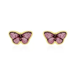 Histoire d'Or Boucles D'oreilles Puces Sulivia Papillon Or Jaune or jaune smalto rose