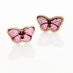 Histoire d'Or Boucles D'oreilles Puces Sulivia Papillon Or Jaune or jaune smalto rose