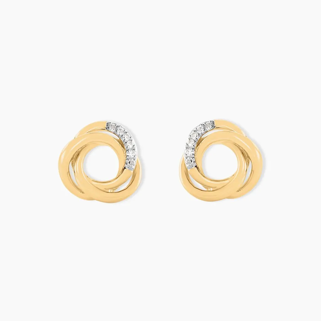 Histoire d'Or Boucles D'oreilles Puces Syrena Or Jaune Diamant Best