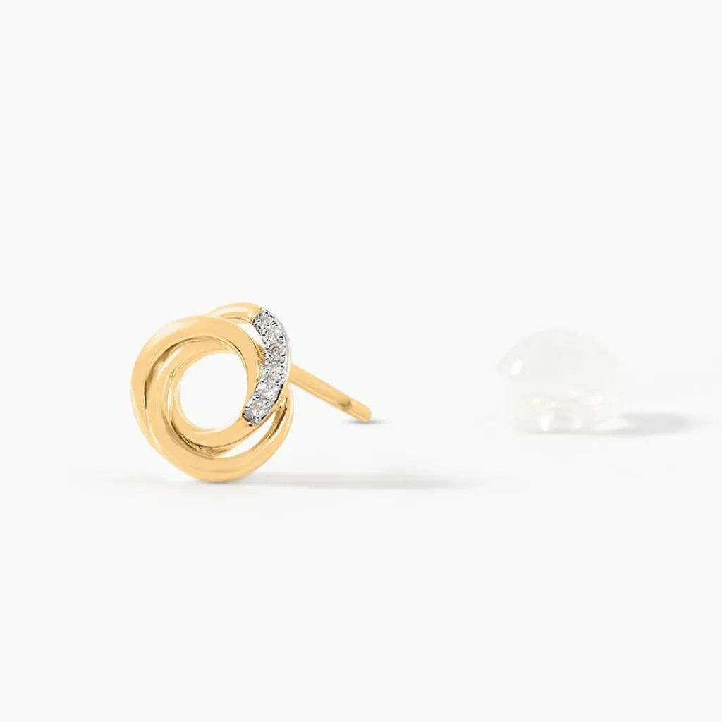 Histoire d'Or Boucles D'oreilles Puces Syrena Or Jaune Diamant Best