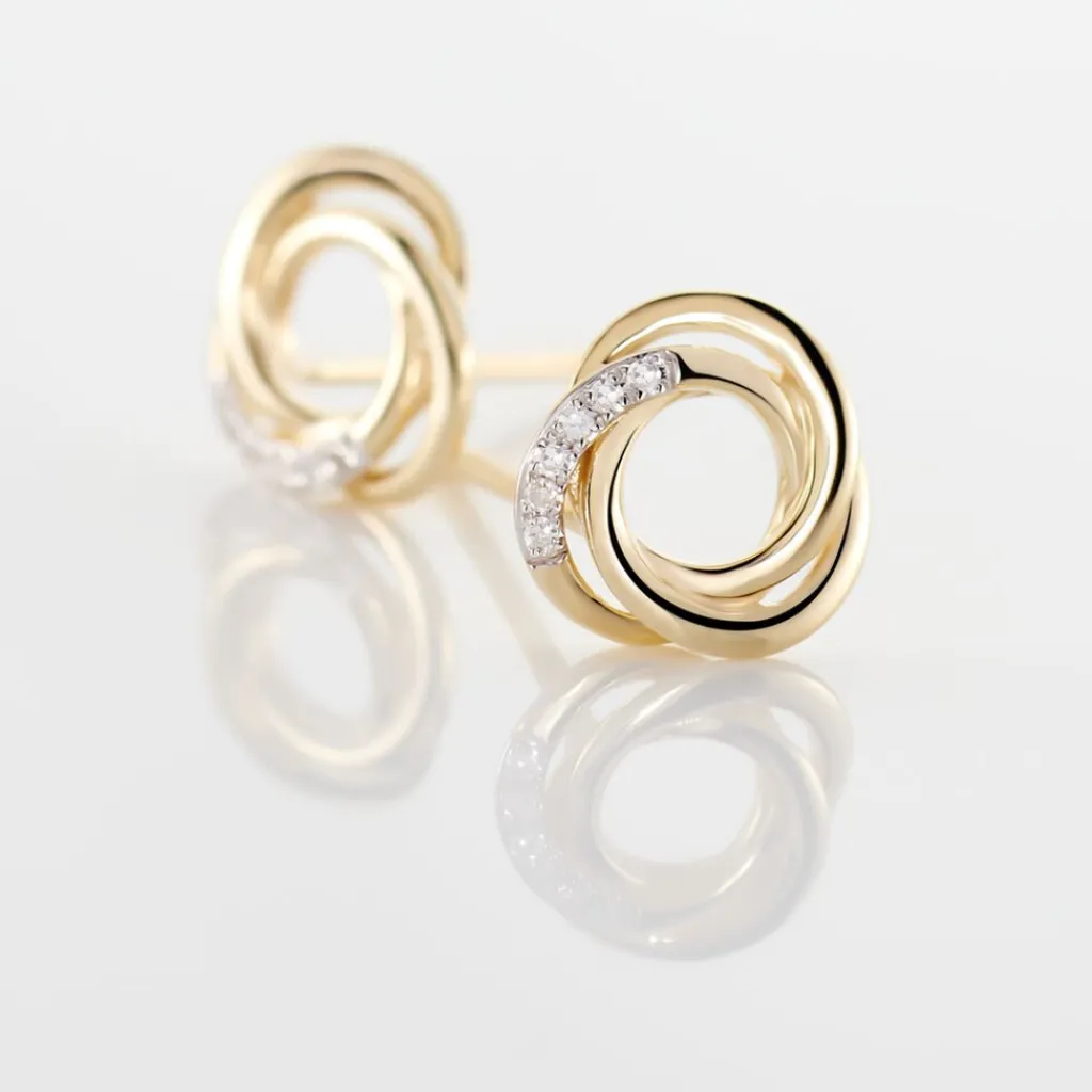 Histoire d'Or Boucles D'oreilles Puces Syrena Or Jaune Diamant Best