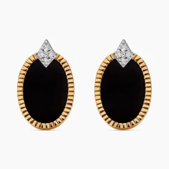 Histoire d'Or Boucles D'oreilles Puces Tahina Or Jaune Onyx Diamant or jaune onyx noir Online