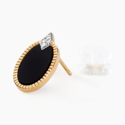Histoire d'Or Boucles D'oreilles Puces Tahina Or Jaune Onyx Diamant or jaune onyx noir Online