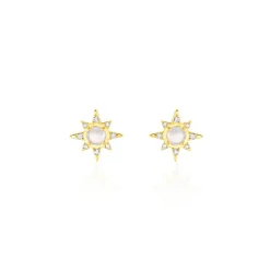 Histoire d'Or Boucles D'oreilles Puces Terry Or Jaune Calcedoine Et Oxyde