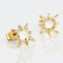 Histoire d'Or Boucles D'oreilles Puces Terry Or Jaune Calcedoine Et Oxyde