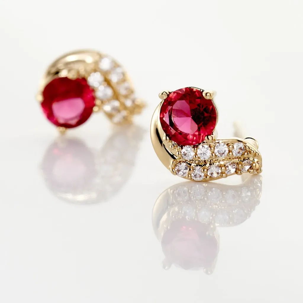 Histoire d'Or Boucles D'oreilles Puces Tyana Plaqué Or Jaune Oxyde De Zirconium New