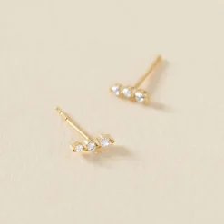 Histoire d'Or Boucles D'oreilles Puces Tria Or Jaune Oxyde De Zirconium Best