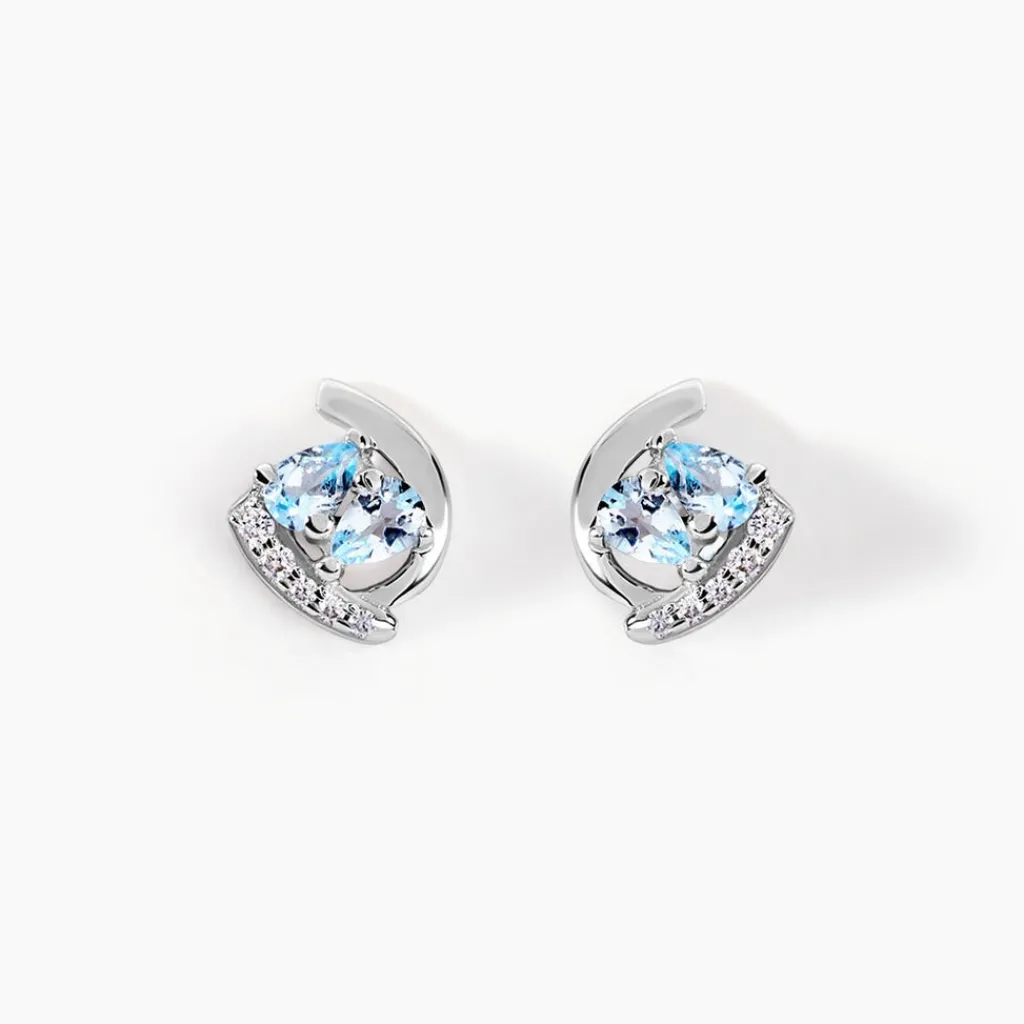 Histoire d'Or Boucles D'oreilles Puces Tya Or Blanc Topaze Et Oxyde De Zirconium Discount