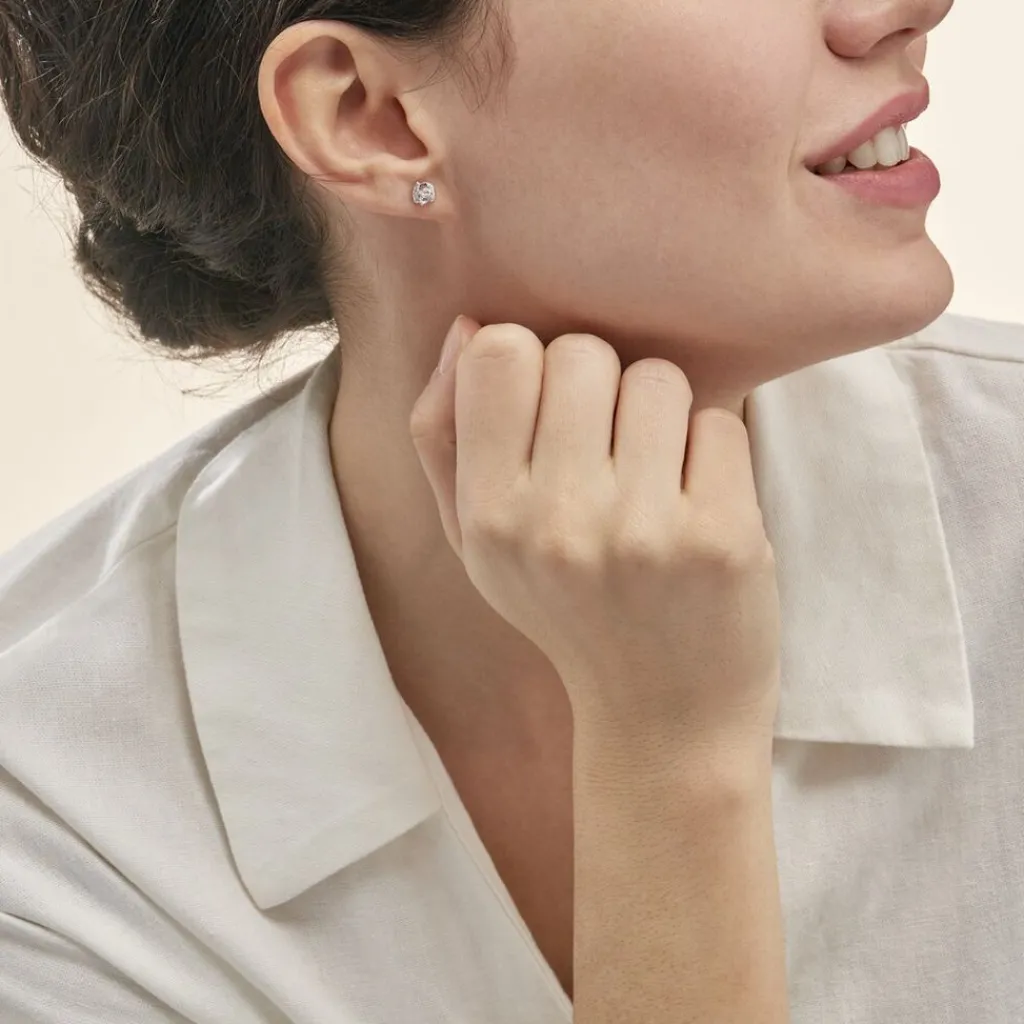 Histoire d'Or Boucles D'oreilles Puces Tya Or Blanc Topaze Et Oxyde De Zirconium Discount