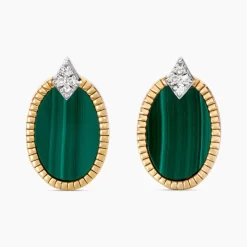 Histoire d'Or Boucles D'oreilles Puces Tahina Or Jaune Malachite Diamant or jaune malachite vert Online