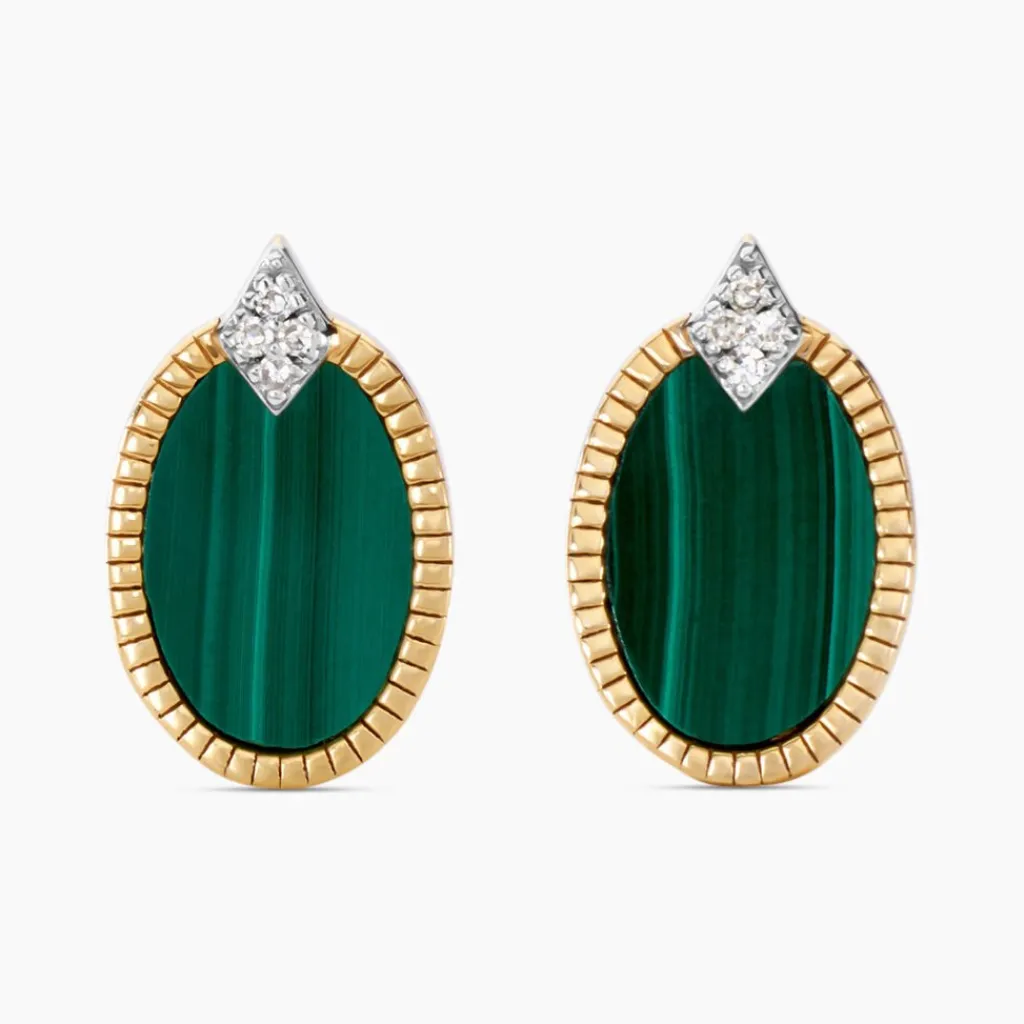 Histoire d'Or Boucles D'oreilles Puces Tahina Or Jaune Malachite Diamant or jaune malachite vert Online