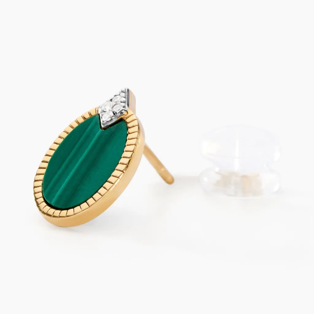 Histoire d'Or Boucles D'oreilles Puces Tahina Or Jaune Malachite Diamant or jaune malachite vert Online