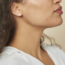 Histoire d'Or Boucles D'oreilles Puces Ursulina Or Jaune Perle De Culture or jaune perle nacre Hot