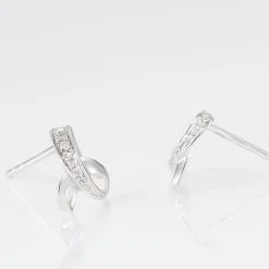 Histoire d'Or Boucles D'oreilles Puces Volute or blanc diamant Online