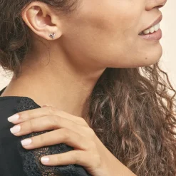 Histoire d'Or Boucles D'oreilles Puces Volute or blanc diamant Online