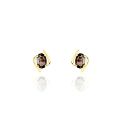 Histoire d'Or Boucles D'oreilles Puces Vrille Ovale Or Jaune Quartz or jaune quartz marron Discount