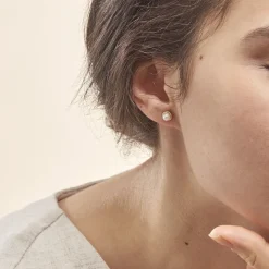 Histoire d'Or Boucles D'oreilles Puces Valliamee Diamante Or Jaune Perle De Culture New