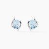 Histoire d'Or Boucles D'oreilles Puces Vrille Ovale Or Blanc Topaze New