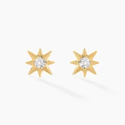 Histoire d'Or Boucles D'oreilles Puces Vangelis Or Jaune Diamant Best