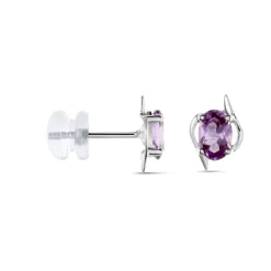 Histoire d'Or Boucles D'oreilles Puces Vrille Ovale Or Blanc Amethyste