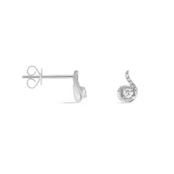 Histoire d'Or Boucles D'oreilles Puces Vrille Accompagnee Or Blanc Diamant Best