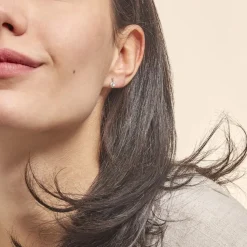 Histoire d'Or Boucles D'oreilles Puces Vrille Accompagnee Or Blanc Diamant Best