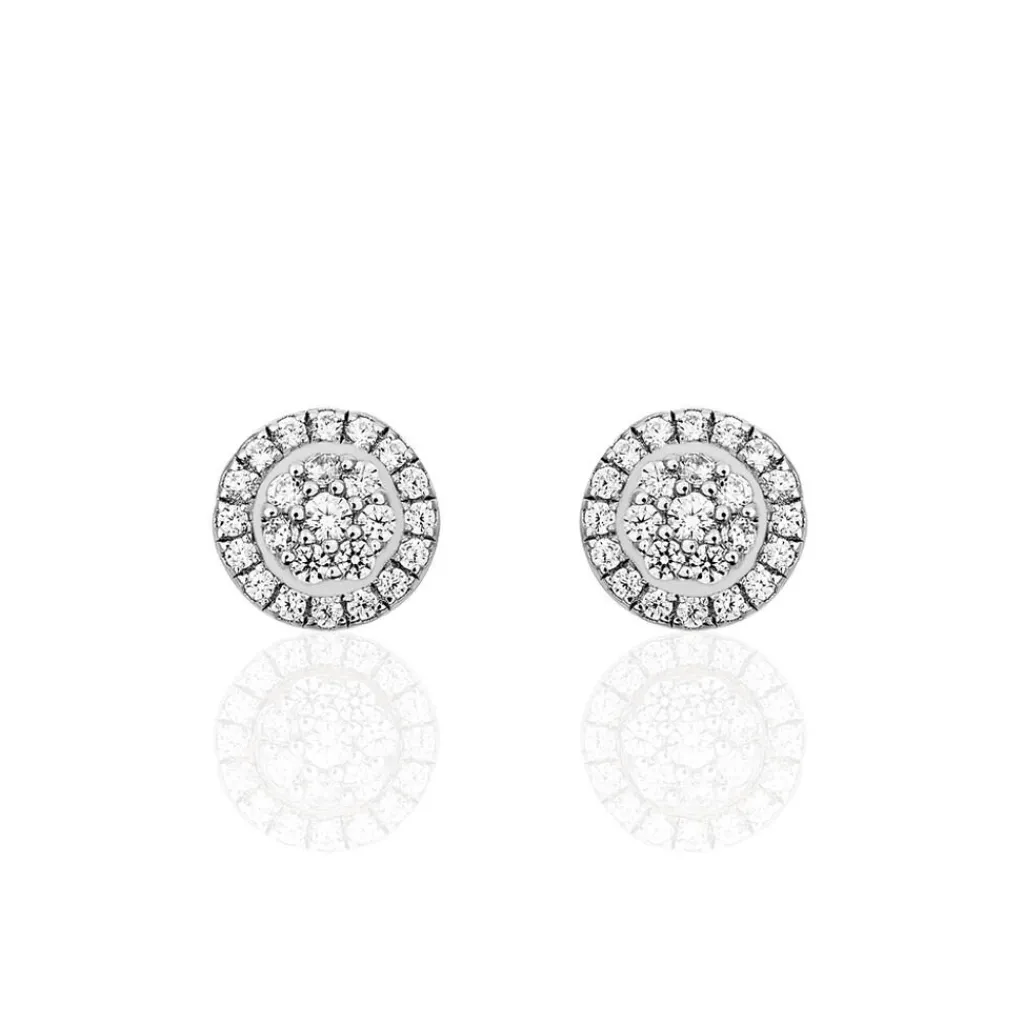 Histoire d'Or Boucles D'oreilles Puces Verane Argent Blanc Oxyde De Zirconium Sale